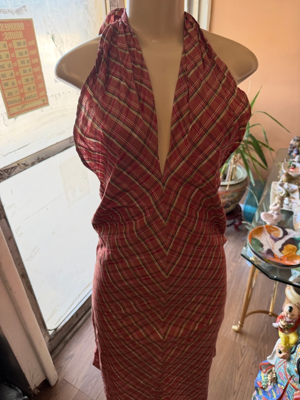 Nautica Red Plaid Halter Dress